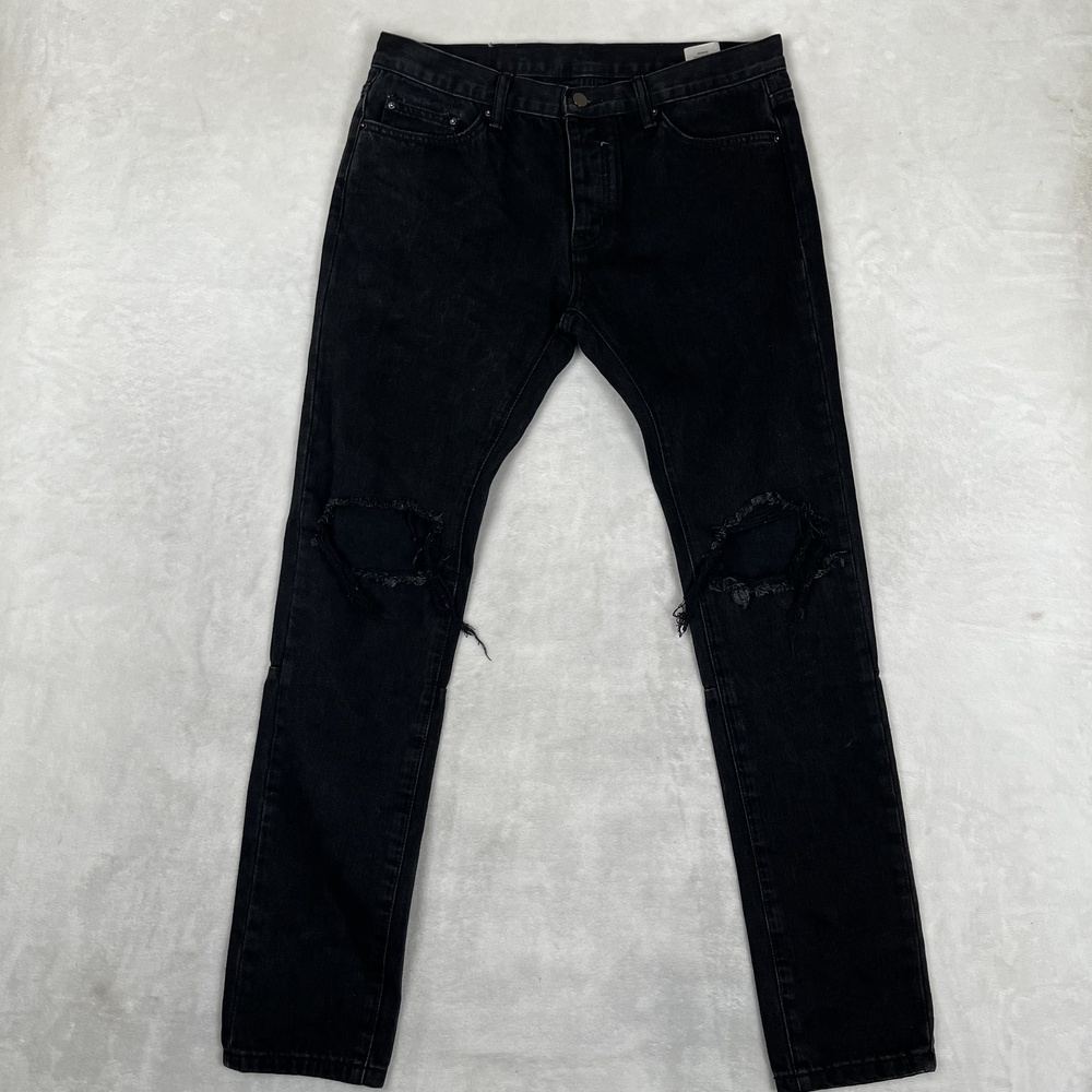 Mnml Jeans Mens 33x34 Black Slim Skinny Distressed Denim Dark Wash Pants
